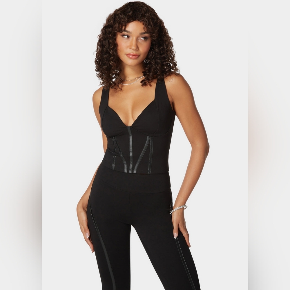 Bebe Pdr Combo Vegan Leather Corset Black Like New Small